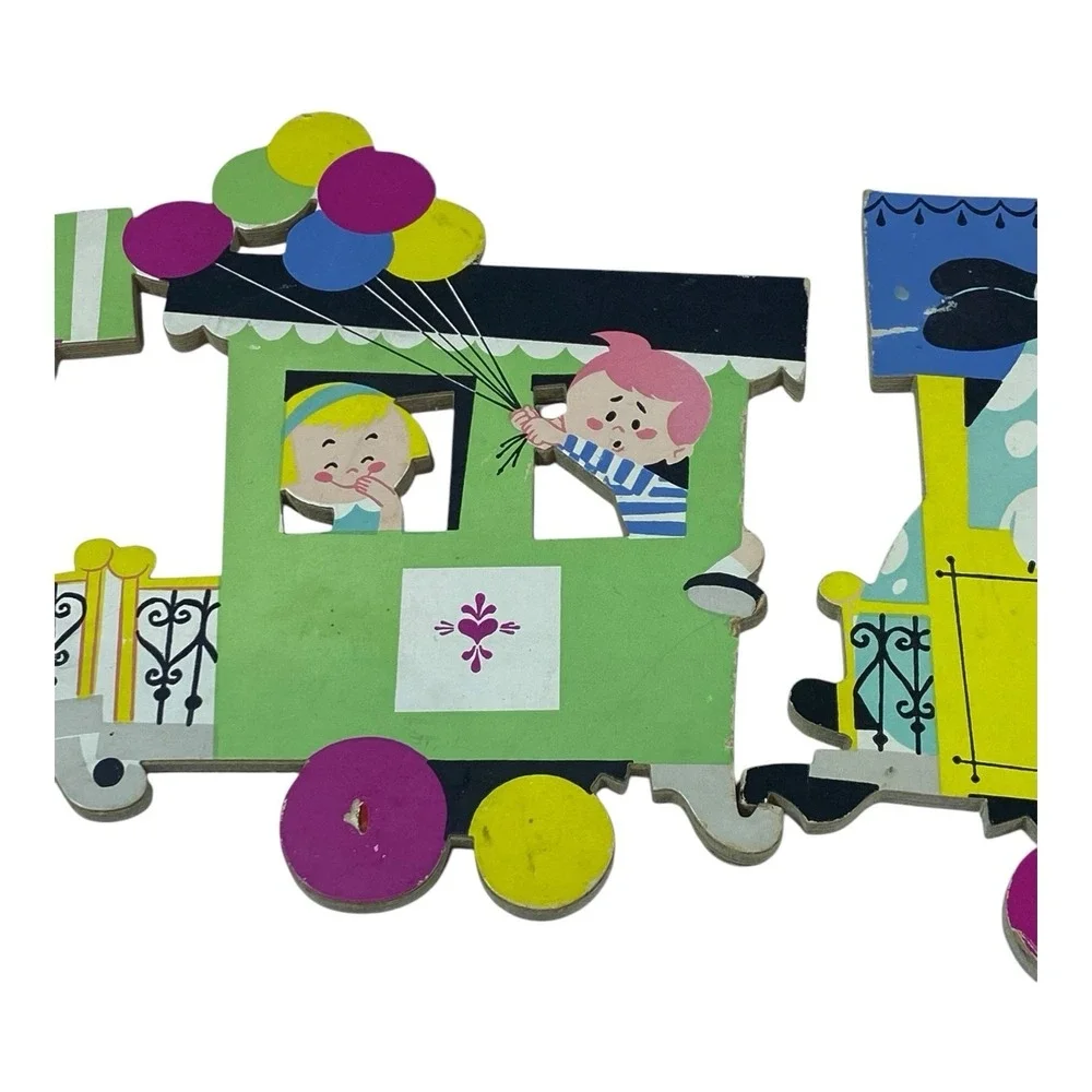 VTG‎ Dolly Toy Co Train Wall Puzzle 1950s Pressboard Nursery Decor